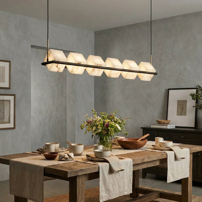 Alabaster Box Cube Linear Chandelier