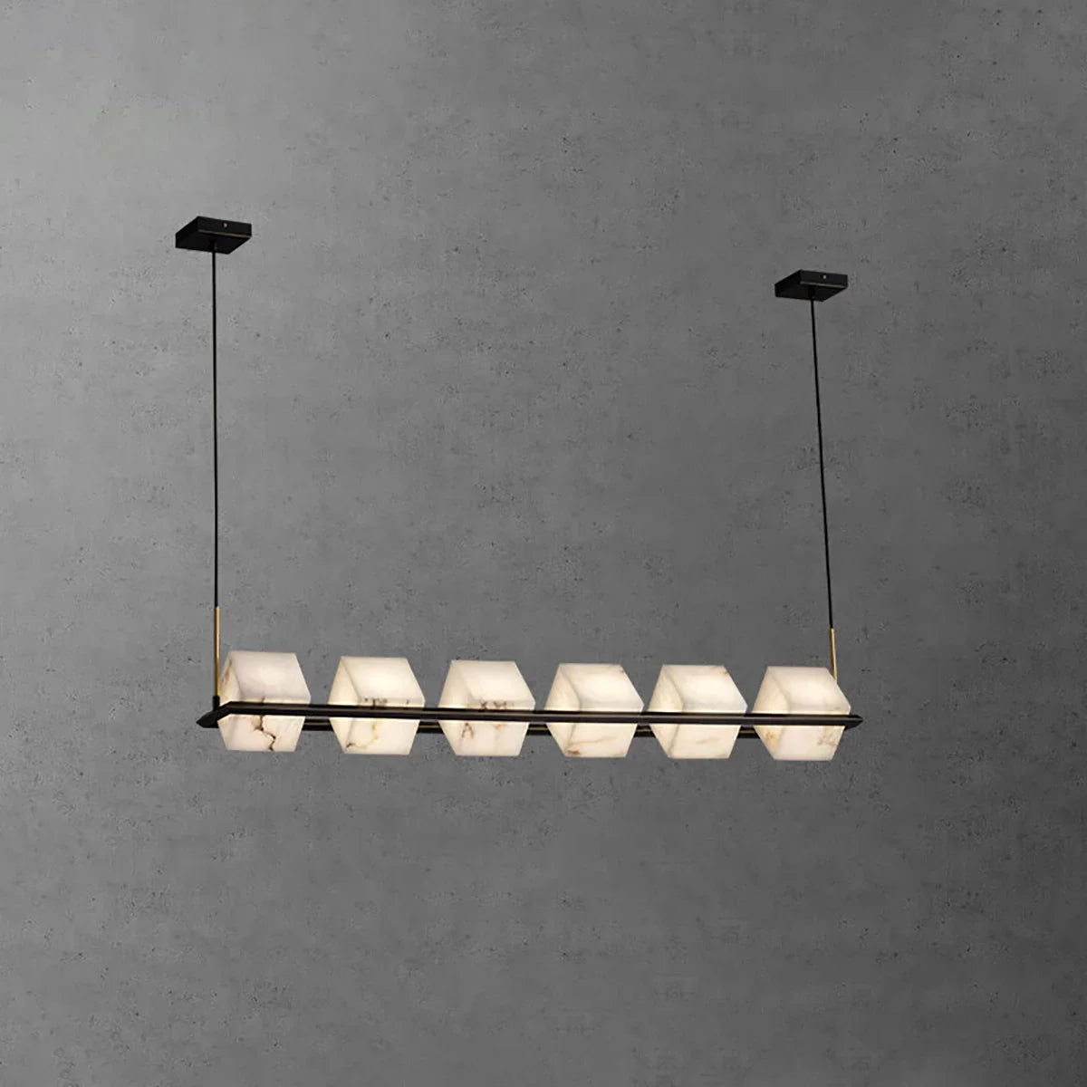 Alabaster Box Cube Linear Chandelier