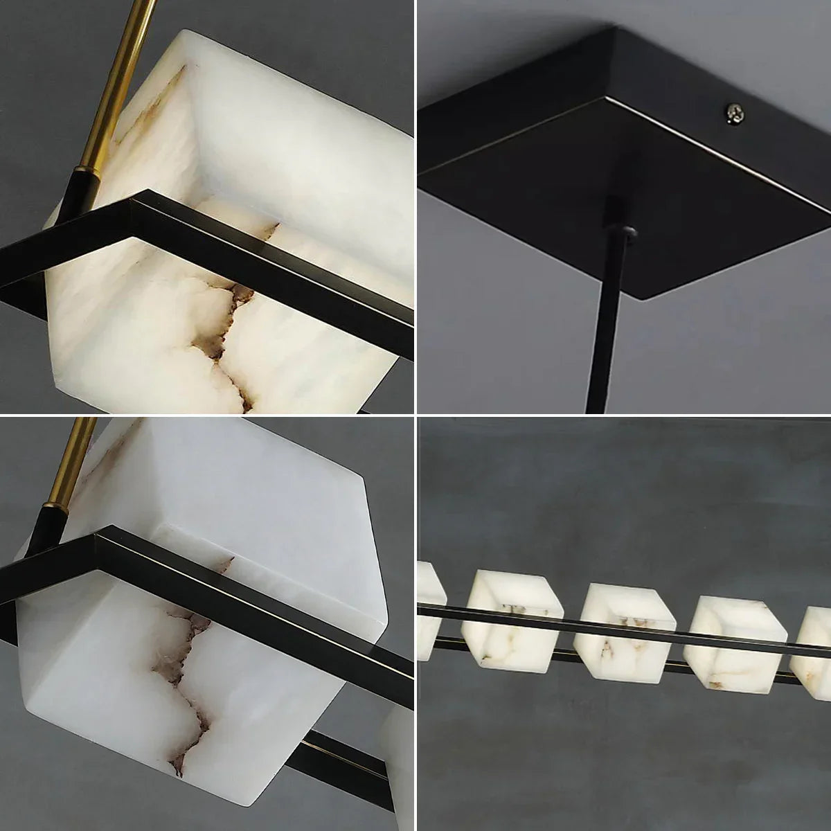 Alabaster Box Cube Linear Chandelier