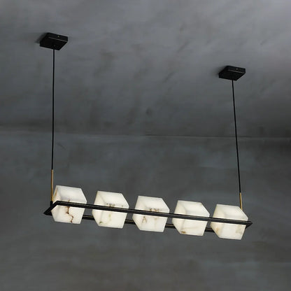 Alabaster Box Cube Linear Chandelier