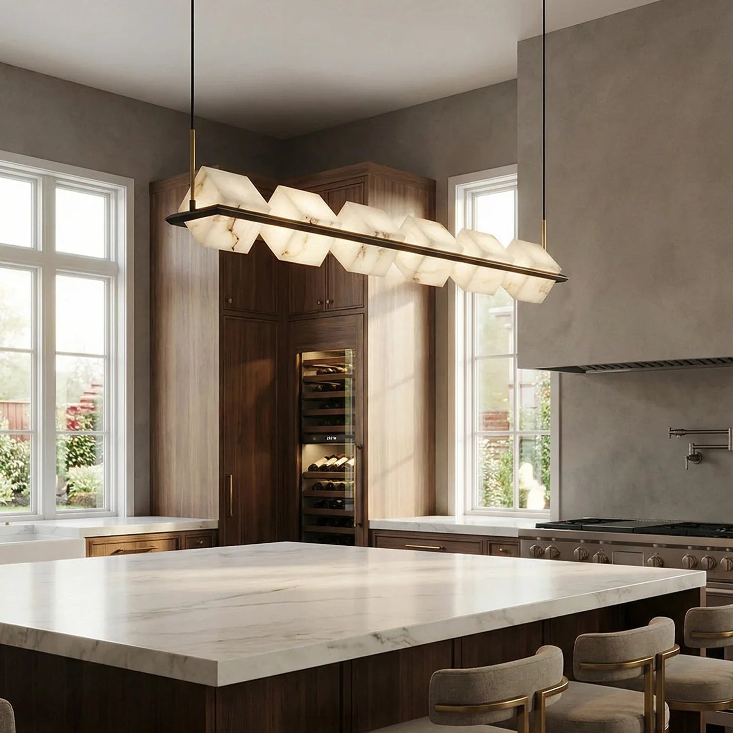 Alabaster Box Cube Linear Chandelier