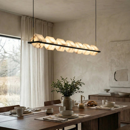 Alabaster Box Cube Linear Chandelier