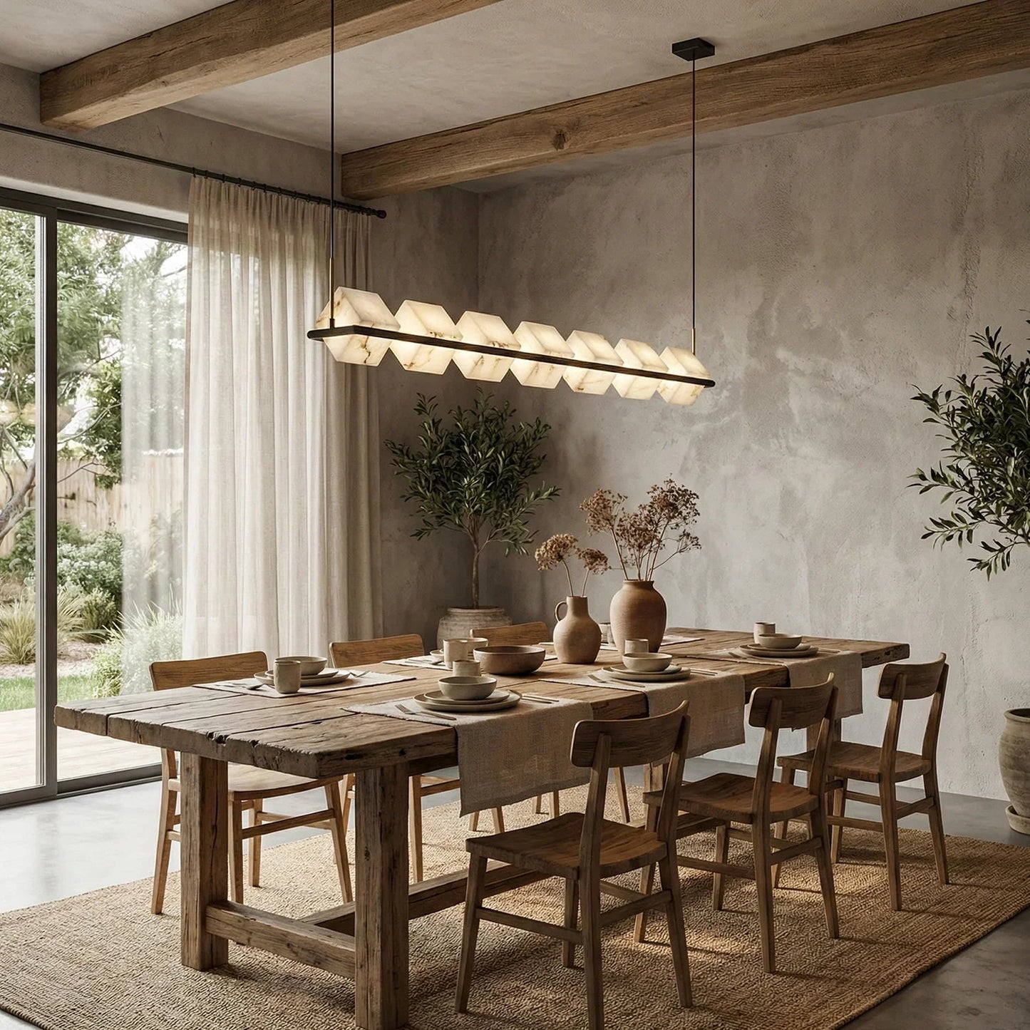 Alabaster Box Cube Linear Chandelier