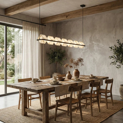 Alabaster Box Cube Linear Chandelier