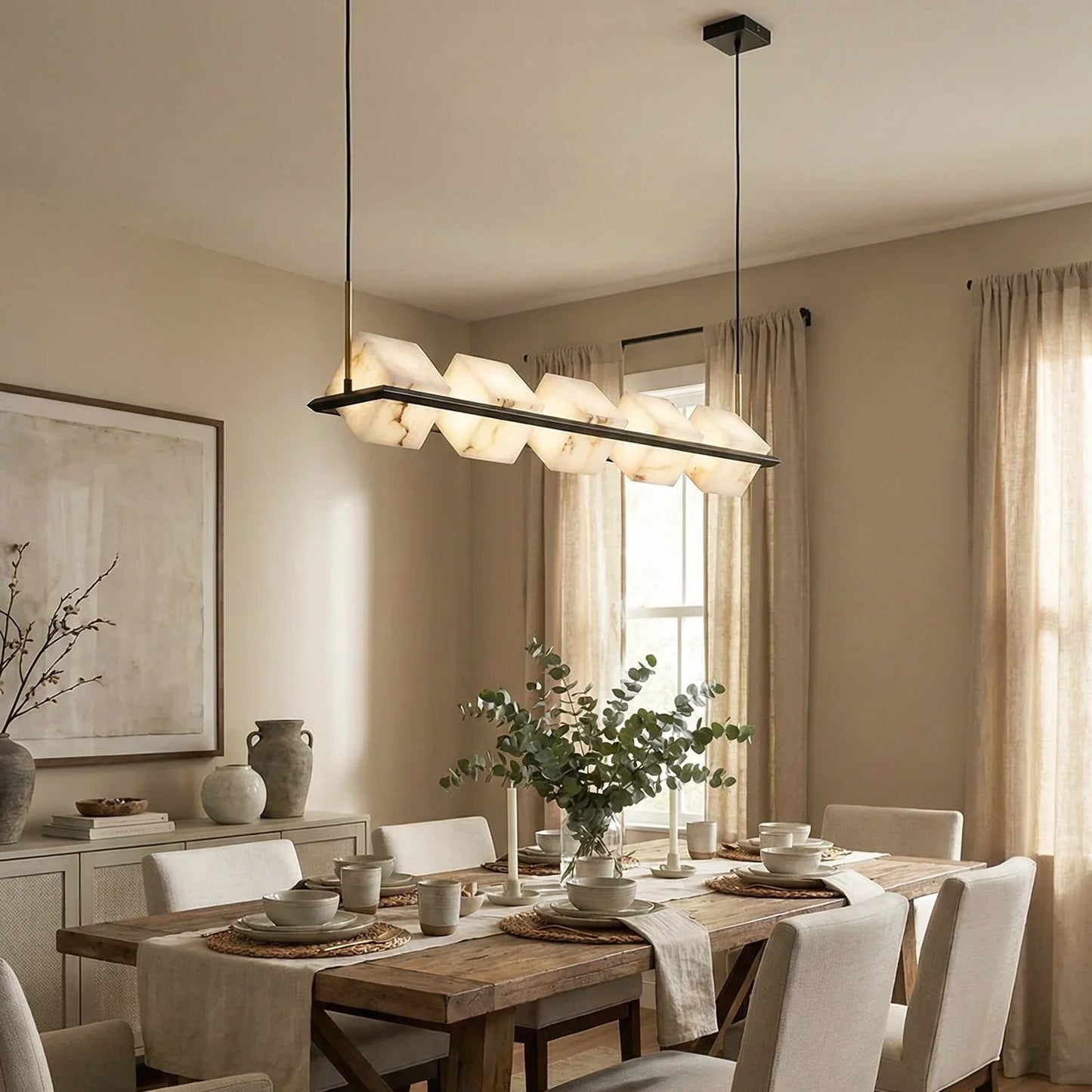 Alabaster Box Cube Linear Chandelier