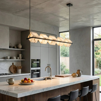 Alabaster Box Cube Linear Chandelier