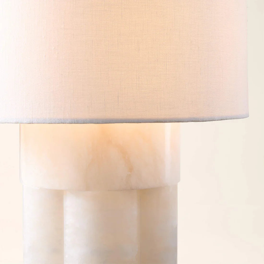 Alabaster Column Drum Table Lamp