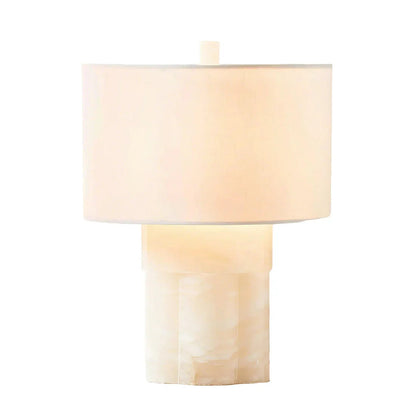 Alabaster Column Drum Table Lamp