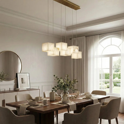 Alabaster Cubic Multi Head Chandelier