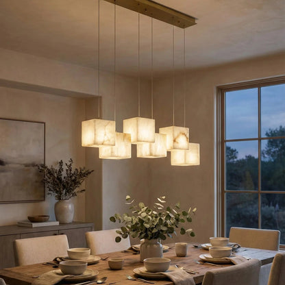 Alabaster Cubic Multi Head Chandelier