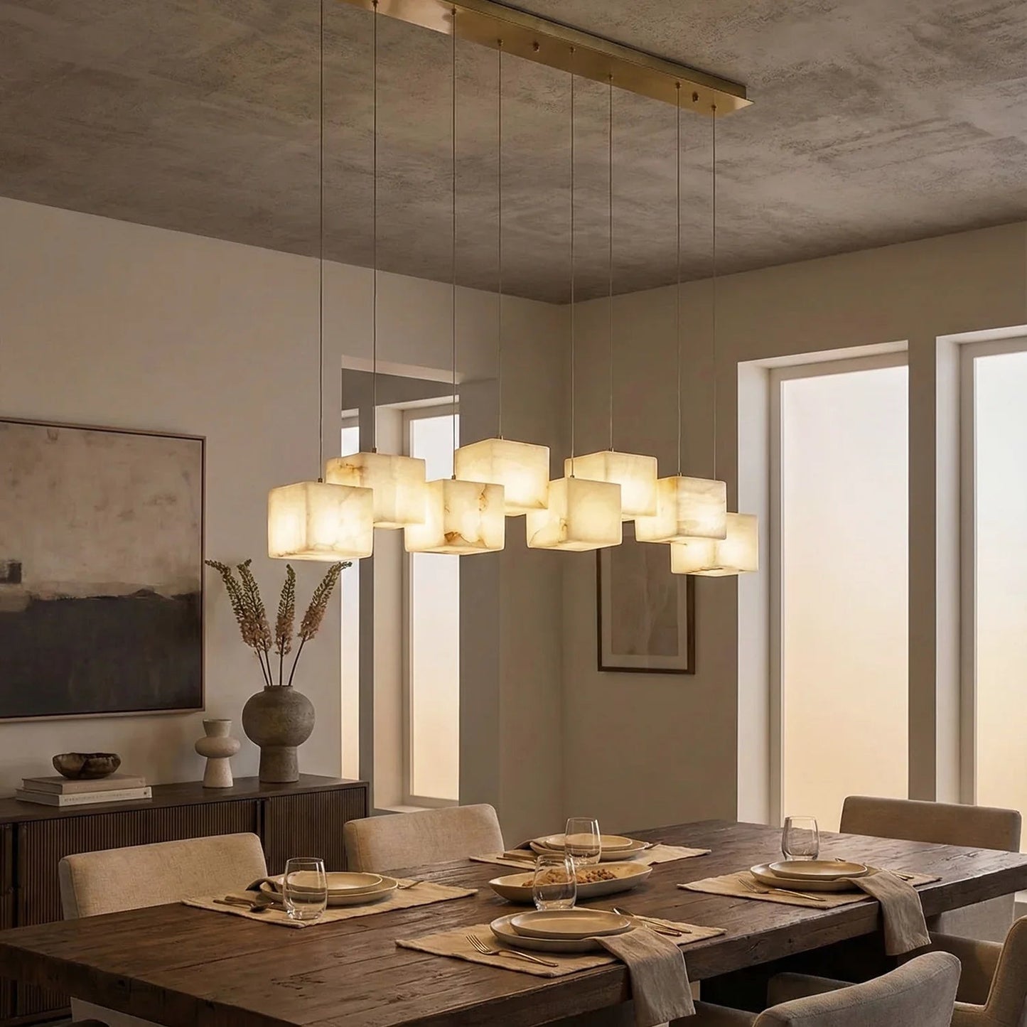 Alabaster Cubic Multi Head Chandelier