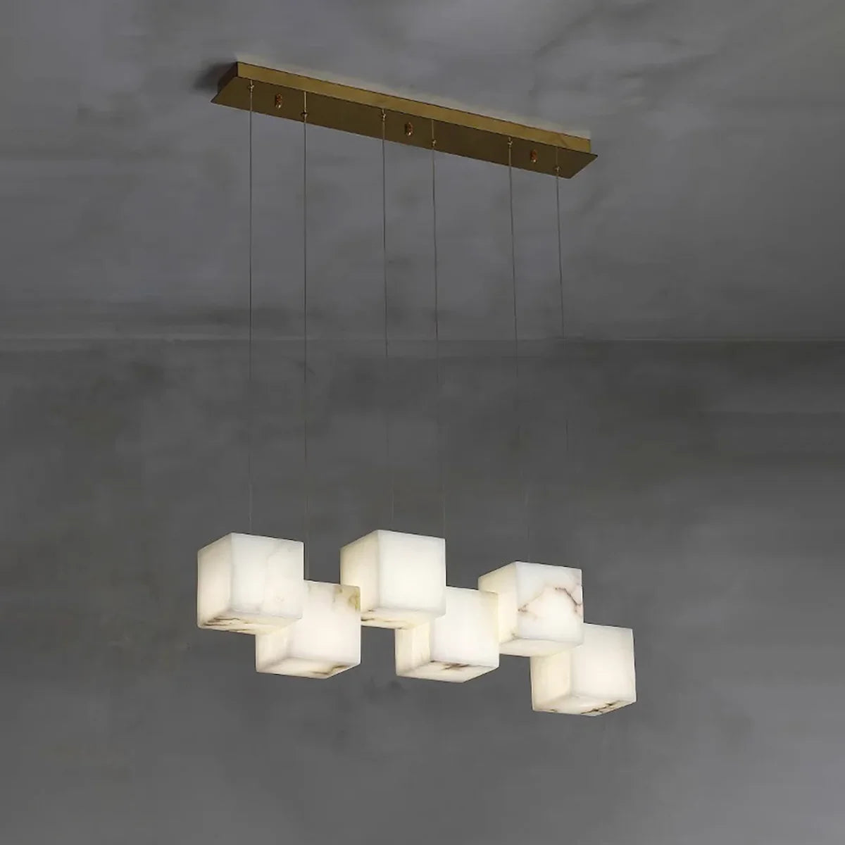 Alabaster Cubic Multi Head Chandelier