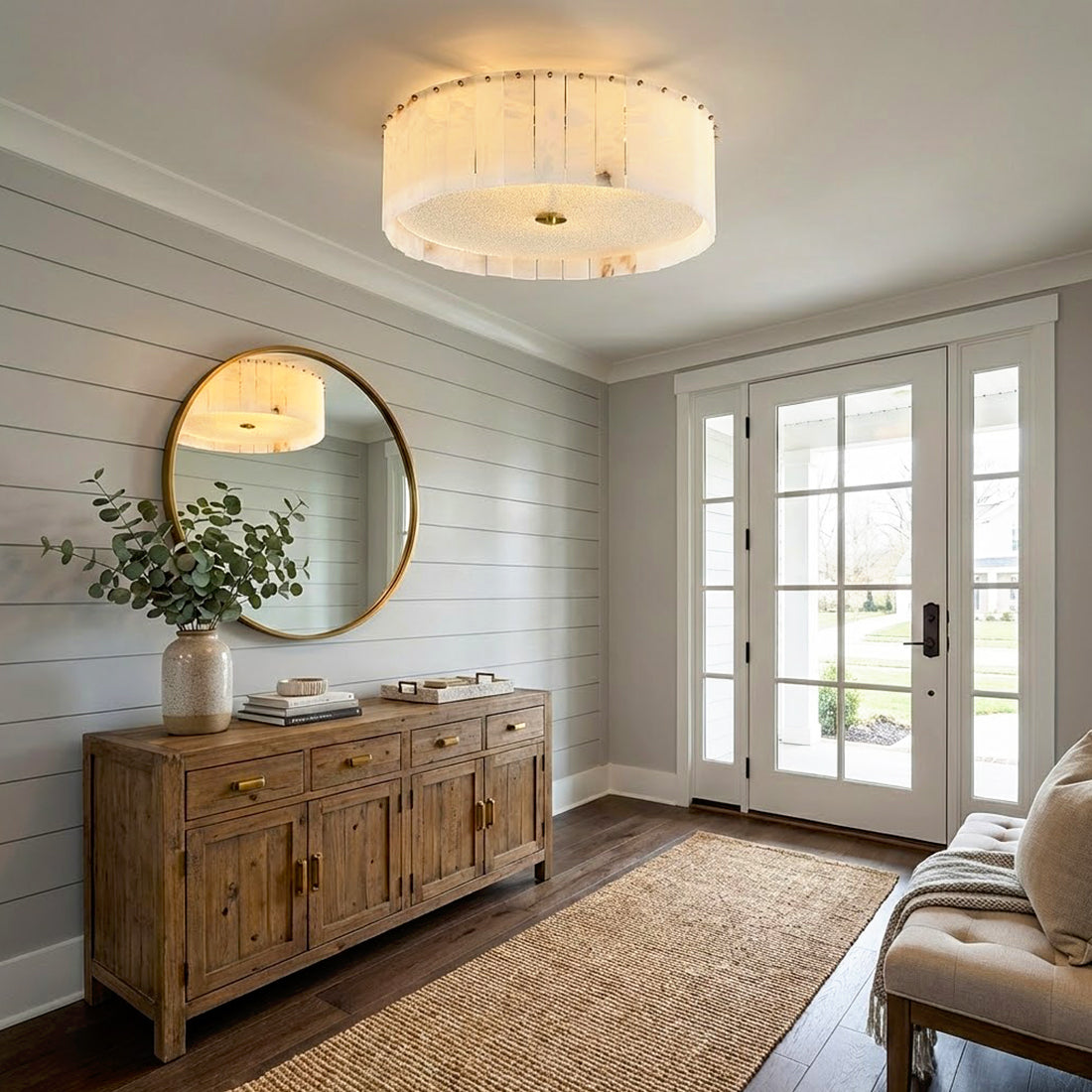 Alabaster Disc Flush Mount Ceiling Light