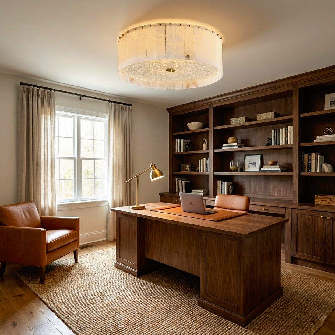Alabaster Disc Flush Mount Ceiling Light