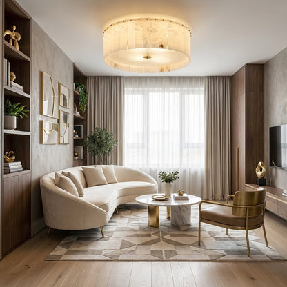 Alabaster Disc Flush Mount Ceiling Light