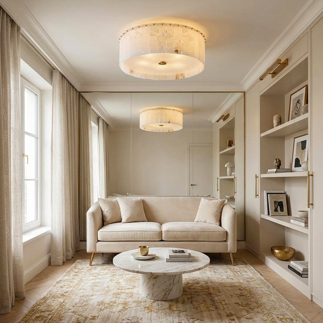 Alabaster Disc Flush Mount Ceiling Light