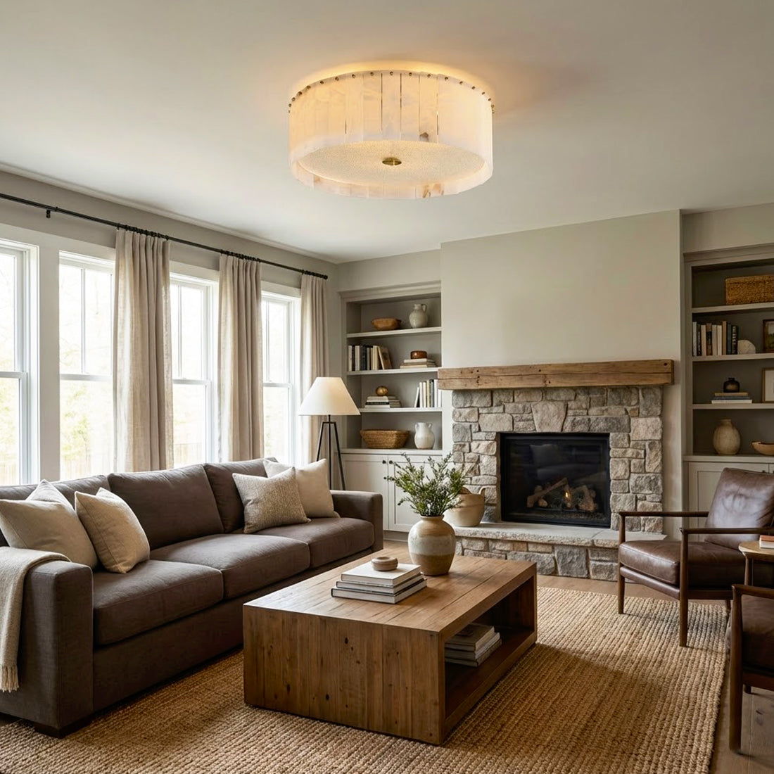 Alabaster Disc Flush Mount Ceiling Light