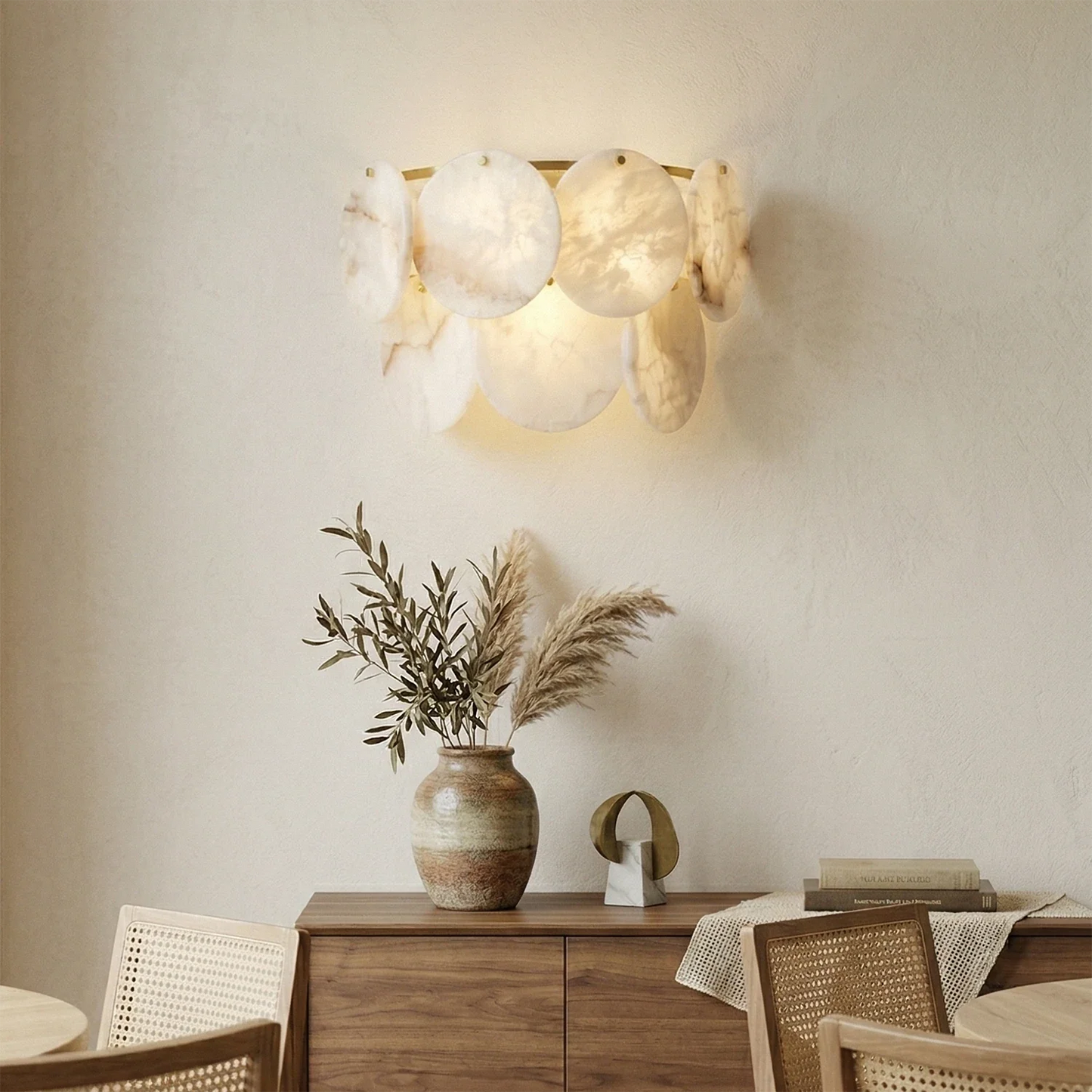 Alabaster Double Layer Round Wall Lamp