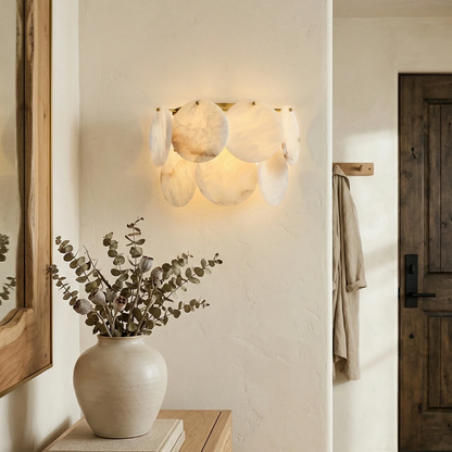 Alabaster Double Layer Round Wall Lamp