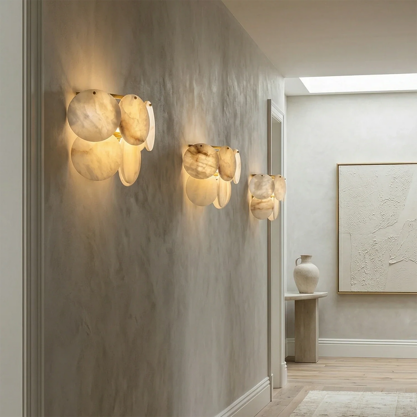 Alabaster Double Layer Round Wall Lamp