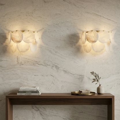Alabaster Double Layer Round Wall Lamp