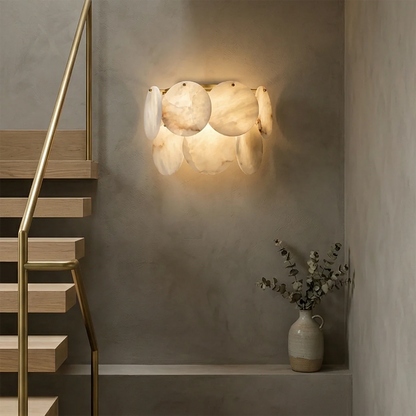 Alabaster Double Layer Round Wall Lamp