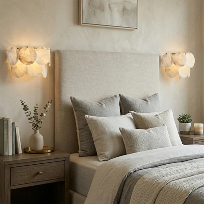 Alabaster Double Layer Round Wall Lamp