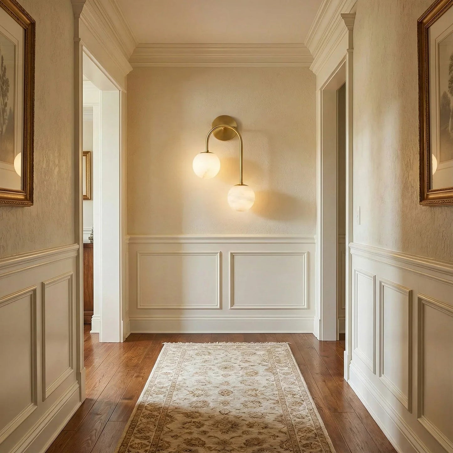 Alabaster Double Spherical U Shape Wall Lamp