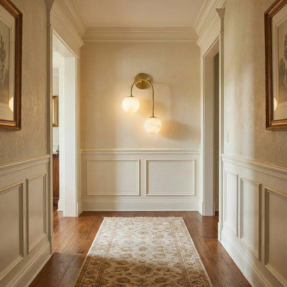Alabaster Double Spherical U Shape Wall Lamp