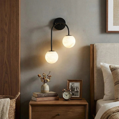 Alabaster Double Spherical U Shape Wall Lamp