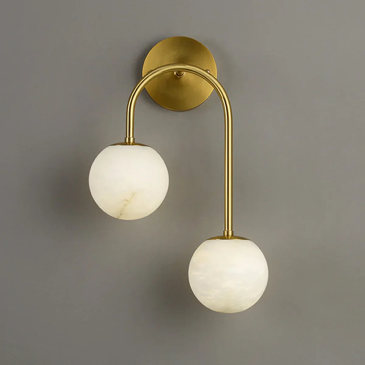 Alabaster Double Spherical U Shape Wall Lamp