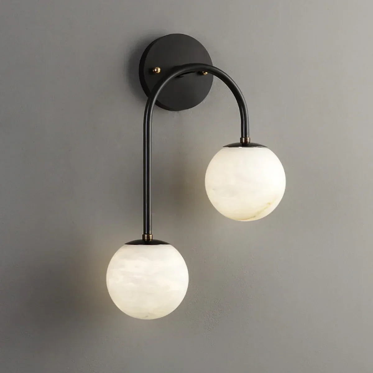 Alabaster Double Spherical U Shape Wall Lamp