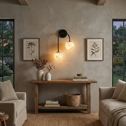 Alabaster Double Spherical U Shape Wall Lamp