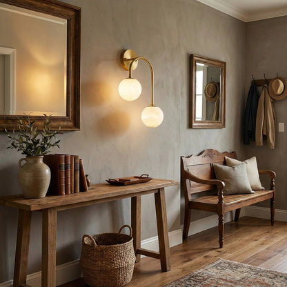 Alabaster Double Spherical U Shape Wall Lamp