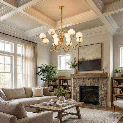 Alabaster Forked Radial Globe Chandelier