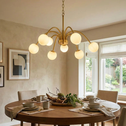 Alabaster Forked Radial Globe Chandelier