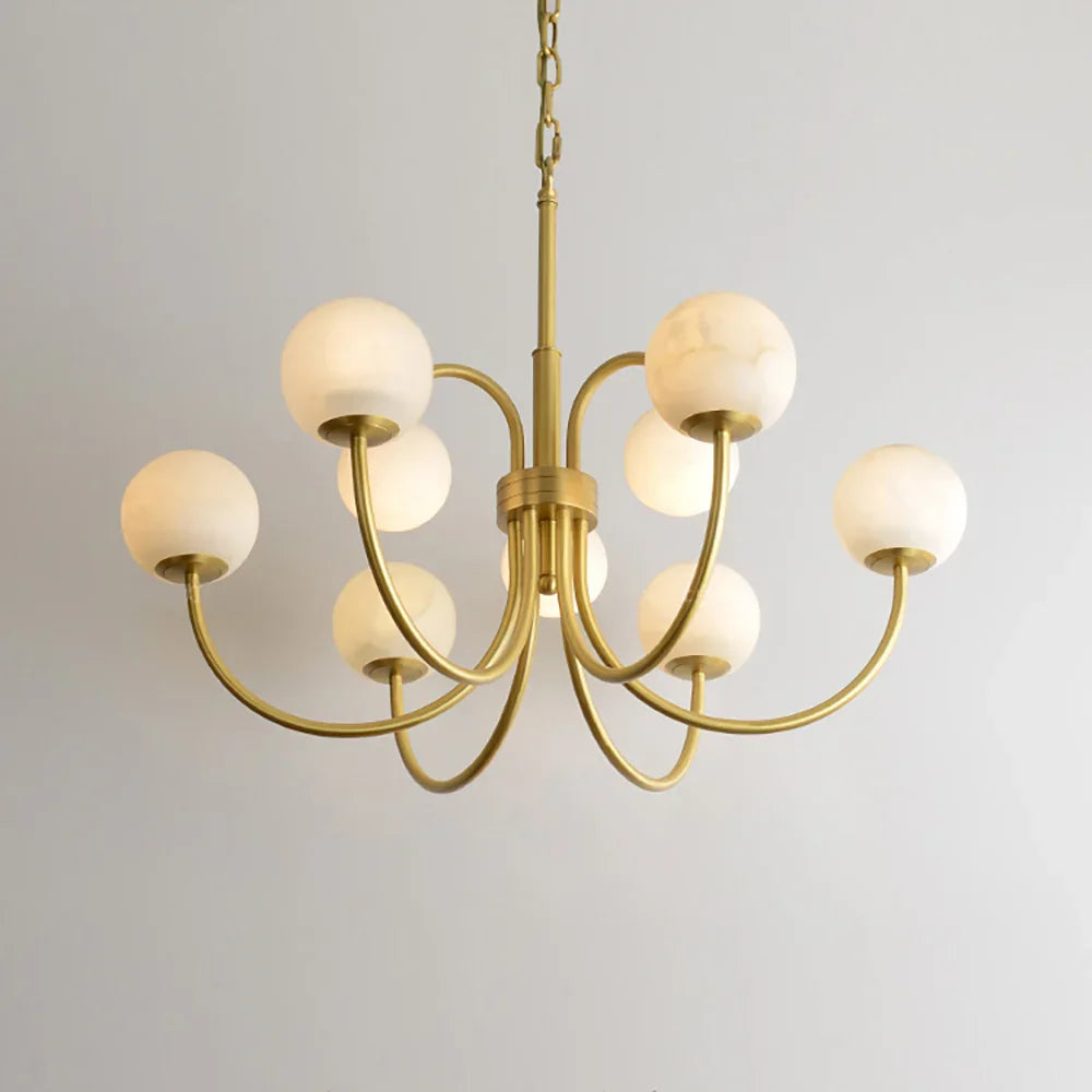 Alabaster Forked Radial Globe Chandelier