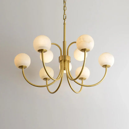Alabaster Forked Radial Globe Chandelier