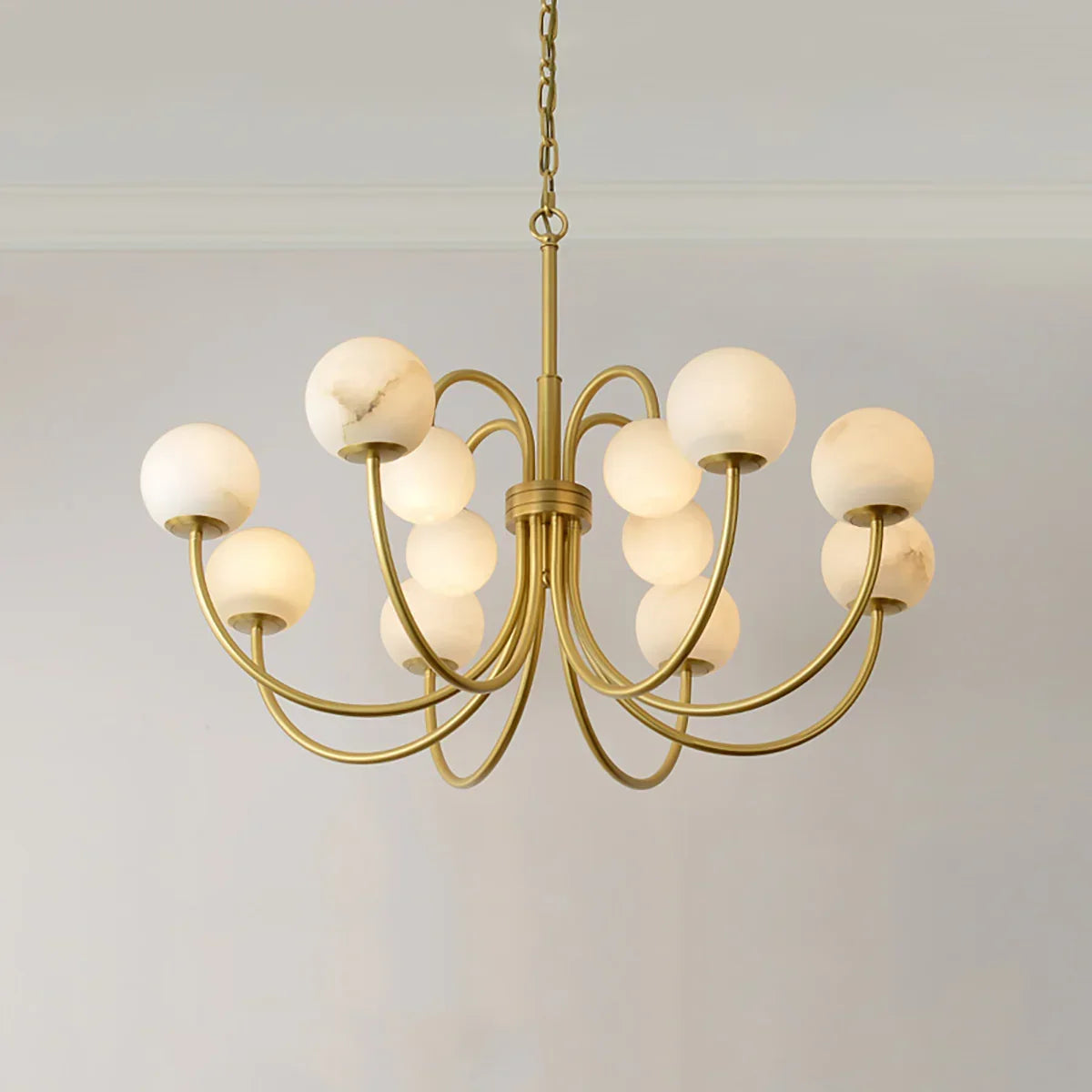 Alabaster Forked Radial Globe Chandelier