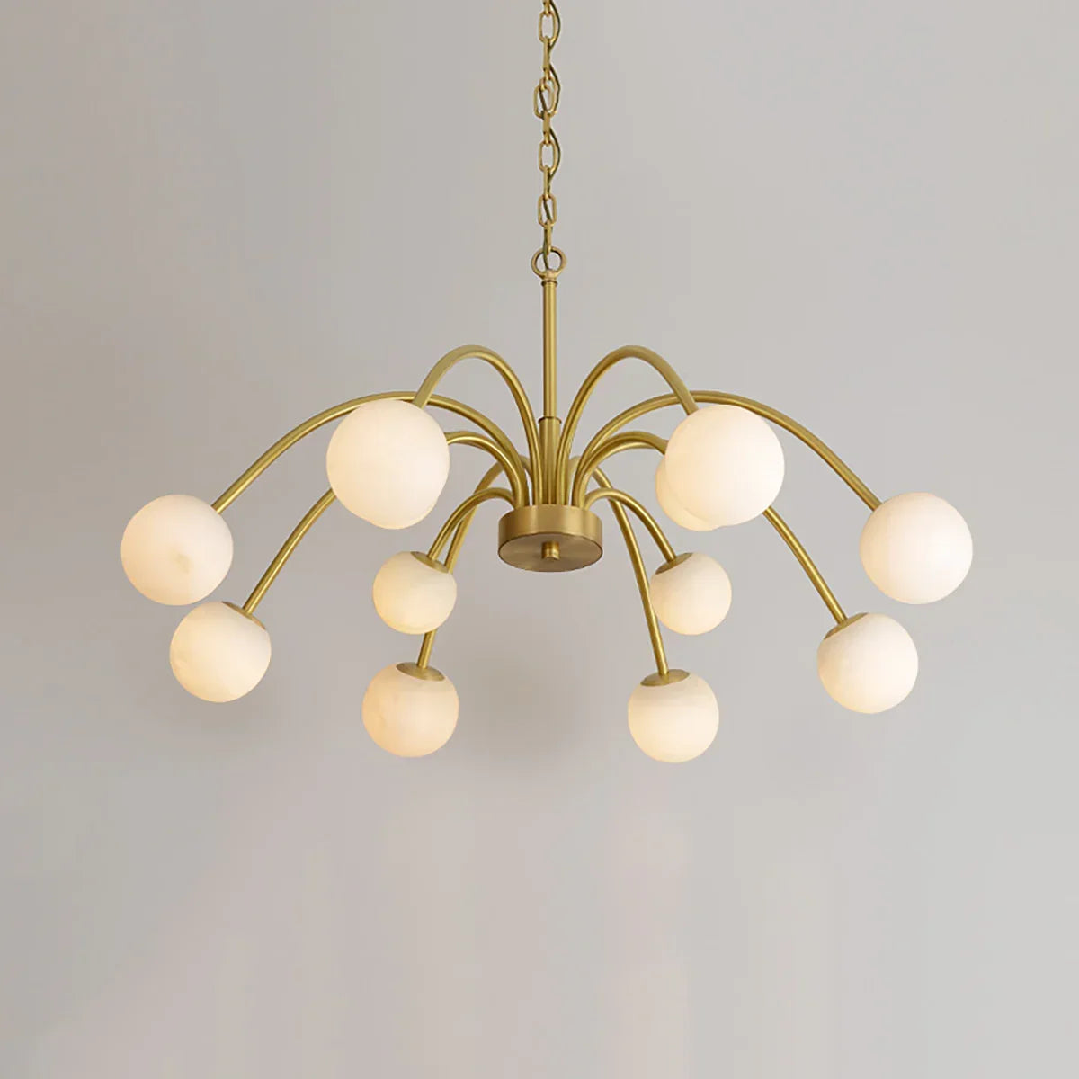 Alabaster Forked Radial Globe Chandelier
