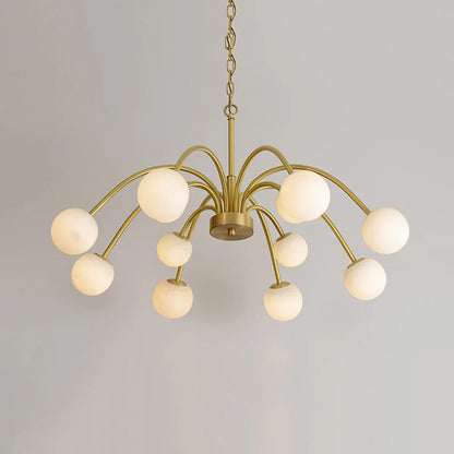 Alabaster Forked Radial Globe Chandelier