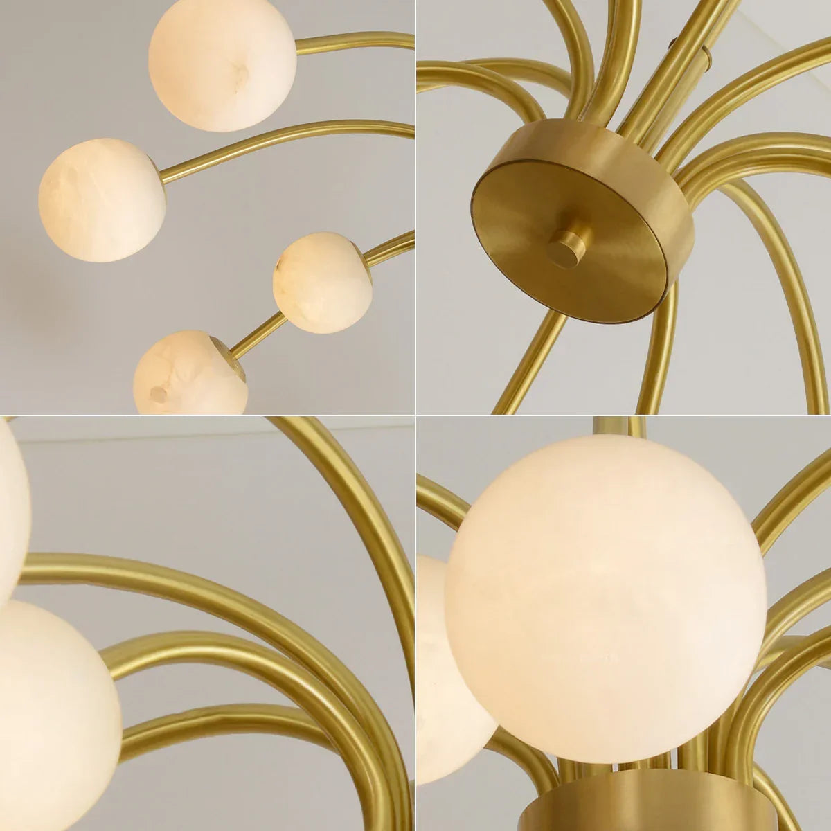 Alabaster Forked Radial Globe Chandelier