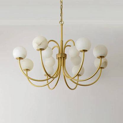 Alabaster Forked Radial Globe Chandelier