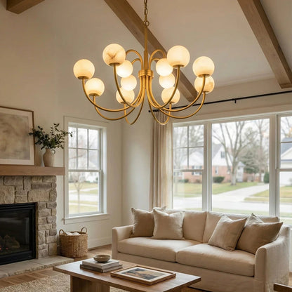 Alabaster Forked Radial Globe Chandelier