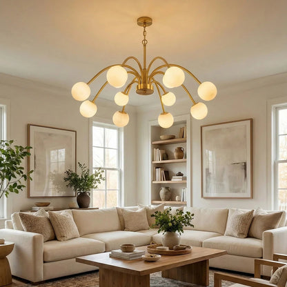 Alabaster Forked Radial Globe Chandelier
