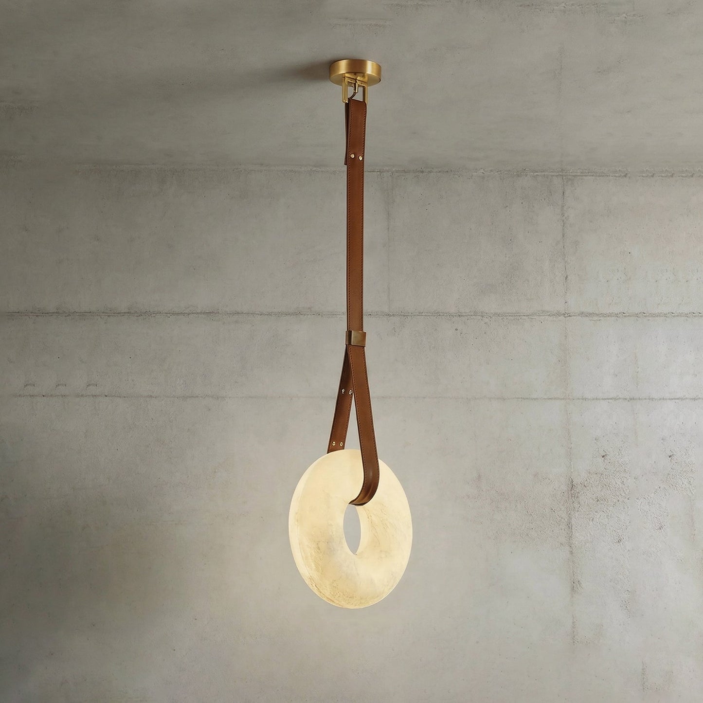 Alabaster Loop Leather Strap Pendant Light