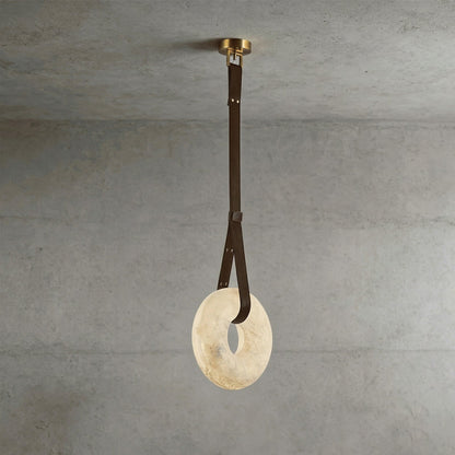Alabaster Loop Leather Strap Pendant Light