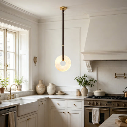 Alabaster Loop Leather Strap Pendant Light