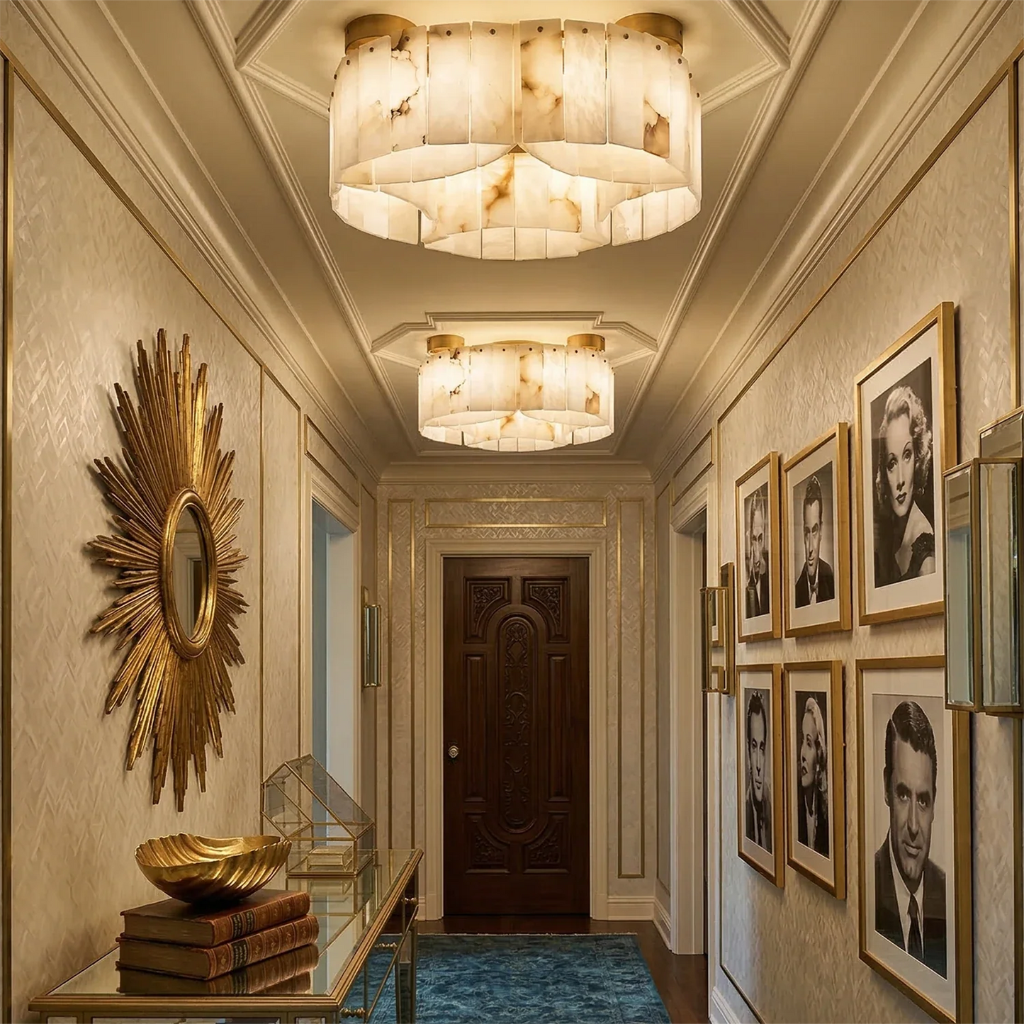 Alabaster Modern Brass Ceiling Lamp