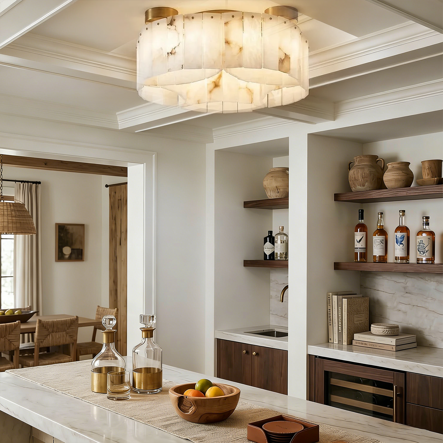 Alabaster Modern Brass Ceiling Lamp